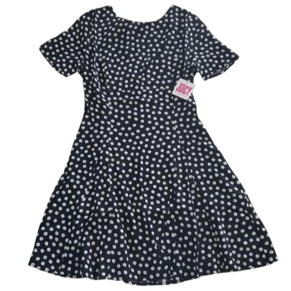 Juicy‎ by juicy Couture womens Pitch Black SW Cutie Floral Crepe Dress Size XS